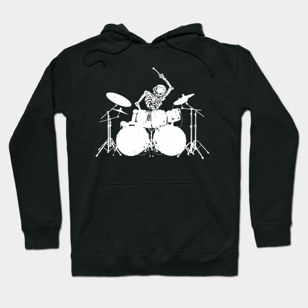 Skeleton On Drums Hoodie by blueversion